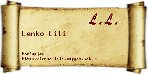 Lenko Lili névjegykártya